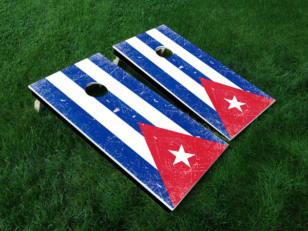 Cuban Flag Vinyl Decals - Set of 2 Full Board Graphics for Cornhole Game  24" x 48" *DECALS ONLY