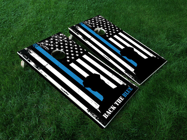 Back the Blue - Full Board Graphics for Cornhole Game  24" x 48" *DECALS ONLY