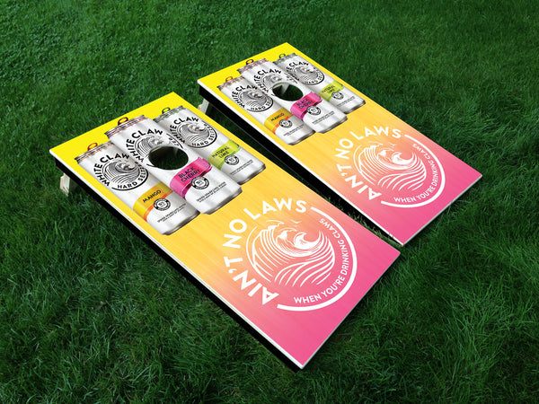 Ain't No Laws When You're Drinking Claws (Small Cans) - Full Board Graphics for Cornhole Game  24" x 48" *DECALS ONLY