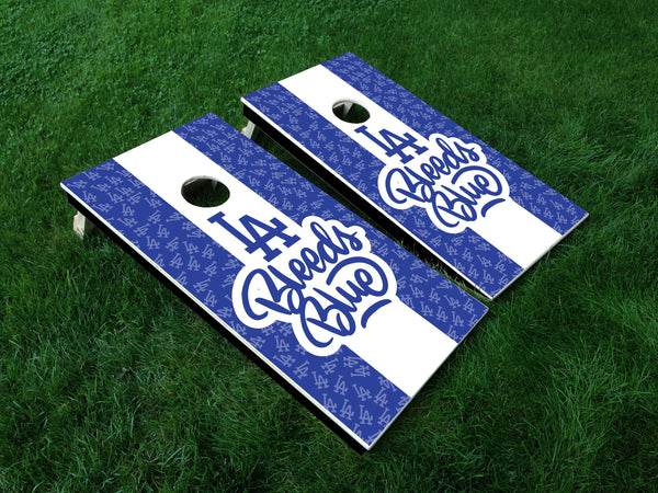 Dodgers LA Bleeds Blue Mini Logos Vinyl Decals - Full Board Graphics for Cornhole Game  24" x 48" *DECALS ONLY