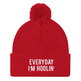 EVERYDAY I'M HODLIN' Pom Pom Knit Cap - Graphic Provisions